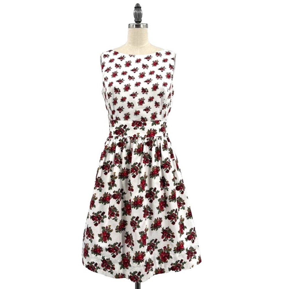 Brooks Brothers Red Fleece Floral Summer Sleeveless Dress Size 4 Feminine